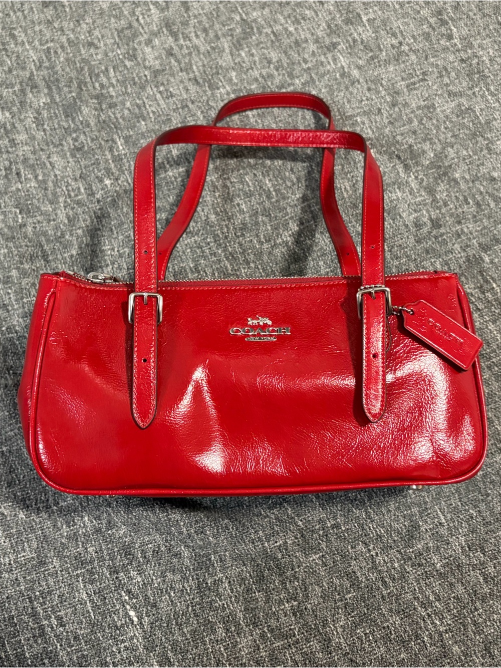 Coach Asher in Dark Cardinal Glazed Leather and Silver Hardware